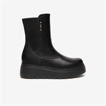 NeroGiardini Platform Stretch Ankle Boot - Black Leather